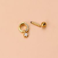 Fashion Geometric Stainless Steel Gold Plated Zircon Ear Studs 1 Piece main image 4