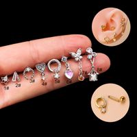 Fashion Geometric Stainless Steel Gold Plated Zircon Ear Studs 1 Piece main image 3