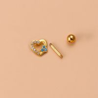 Fashion Pentagram Heart Shape Stainless Steel Gold Plated Zircon Ear Studs 1 Piece main image 4