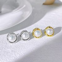 Elegant Geometric Sterling Silver Plating Artificial Pearls Ear Studs 1 Pair main image 6