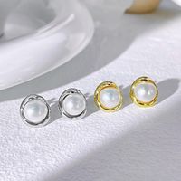 Elegante Geometrische Sterling Silber Beschichtung Künstliche Perlen Ohr Stecker 1 Paar main image 1