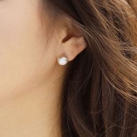 Elegante Geometrische Sterling Silber Beschichtung Künstliche Perlen Ohr Stecker 1 Paar main image 3