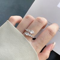 Luxurious Geometric Sterling Silver Plating Zircon Open Ring main image 2