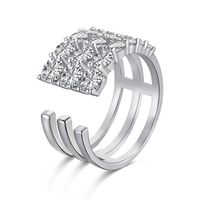 Luxurious Geometric Sterling Silver Plating Zircon Open Ring sku image 18