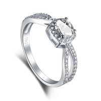Luxurious Geometric Silver Inlay Zircon Rings sku image 10