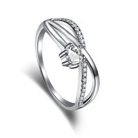 Luxurious Geometric Silver Inlay Zircon Rings sku image 2