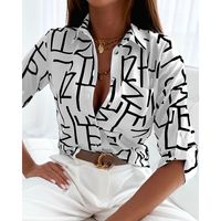 Women's Blouse Long Sleeve Blouses Printing Button Casual Printing main image 4