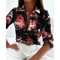 Women's Blouse Long Sleeve Blouses Printing Button Casual Printing main image 5