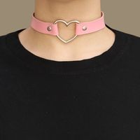 Fashion Model Catwalk Trend Heart Collar Leather Simple Necklace Choker sku image 2