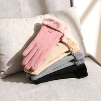Frau Einfacher Stil Einfarbig Samt Polyester Handschuhe 1 Stück main image 3
