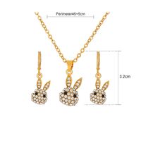 Cute Rabbit Copper Plating Artificial Rhinestones Zircon Women's Earrings Necklace 1 Set main image 5