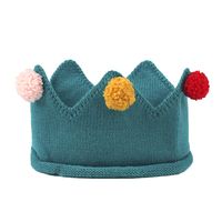Children Unisex Fashion Crown Pom Poms Wool Cap main image 4