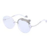 Fashion Leopard Pc Round Frame Diamond Full Frame Women's Sunglasses sku image 2