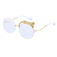 Fashion Leopard Pc Round Frame Diamond Full Frame Women's Sunglasses sku image 1