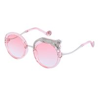 Fashion Leopard Pc Round Frame Diamond Full Frame Women's Sunglasses sku image 5