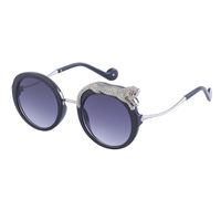 Fashion Leopard Pc Round Frame Diamond Full Frame Women's Sunglasses sku image 7