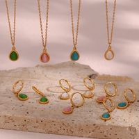 Retro Water Droplets Stainless Steel Plating Opal Pendant Necklace main image 1