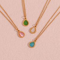 Fashion Water Droplets Stainless Steel Inlay Opal Pendant Necklace 1 Piece main image 4