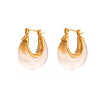 1 Pair Retro U Shape Stainless Steel Arylic Plating 18k Gold Plated Earrings main image 2