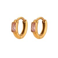 Fashion Geometric Stainless Steel Inlay Zircon Earrings 1 Pair sku image 1