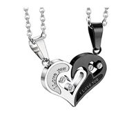 Fashion Heart Shape Alloy Inlay Rhinestones Unisex Pendant Necklace main image 5