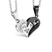 Fashion Heart Shape Alloy Inlay Rhinestones Unisex Pendant Necklace sku image 6