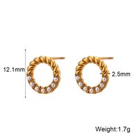 Fashion Round Stainless Steel Plating Artificial Pearls Zircon Ear Studs 1 Pair main image 4