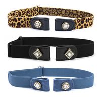 Fashion Solid Color Leopard Pu Leather Alloy Diamond Women's Woven Belts 1 Piece main image 1