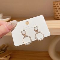 Fashion Heart Shape Alloy Plating Inlay Artificial Gemstones Women's Drop Earrings 1 Pair sku image 131