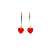Fashion Heart Shape Alloy Plating Inlay Artificial Gemstones Women's Drop Earrings 1 Pair main image 4