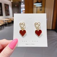 Fashion Heart Shape Alloy Plating Inlay Artificial Gemstones Women's Drop Earrings 1 Pair sku image 138