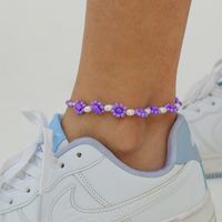 Bohemian Flower Alloy Seed Bead Beaded Braid Women's Anklet main image 5