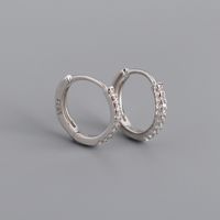 Fashion Round Sterling Silver Inlay Zircon Hoop Earrings 1 Pair sku image 2