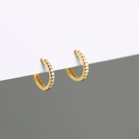 Fashion Round Sterling Silver Inlay Zircon Hoop Earrings 1 Pair main image 3