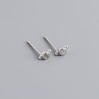 Simple Style Round Sterling Silver Inlay Zircon Ear Studs 1 Pair sku image 2