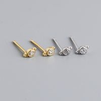 Simple Style Round Sterling Silver Inlay Zircon Ear Studs 1 Pair main image 1