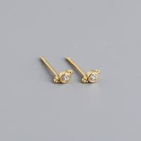 Simple Style Round Sterling Silver Inlay Zircon Ear Studs 1 Pair sku image 1