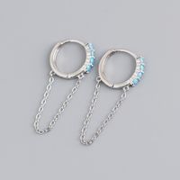 Fashion Round Sterling Silver Inlay Zircon Drop Earrings 1 Pair sku image 1