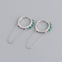 Fashion Round Sterling Silver Inlay Zircon Drop Earrings 1 Pair sku image 3