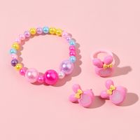 Cute Rabbit Bow Knot Arylic Plastic Children Unisex Rings Bracelets Earrings 1 Set main image 4