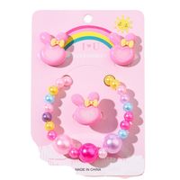 Lindo Conejo Nudo De Lazo Arílico El Plastico Niños Unisex Anillos Pulsera Aretes 1 Juego main image 2