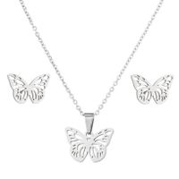 1 Set Fashion Butterfly Stainless Steel Plating Earrings Necklace sku image 1