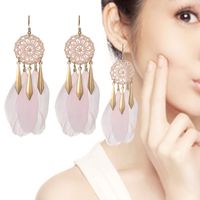 Fashion Ethnic Style Dream Catcher Pattern Braided Feather Alloy Earrings sku image 2