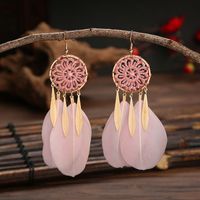 Fashion Ethnic Style Dream Catcher Pattern Braided Feather Alloy Earrings sku image 3