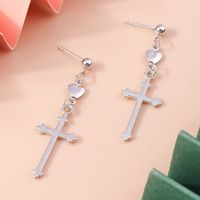 Retro Cross Heart Shape Alloy Women's Drop Earrings 1 Pair sku image 1