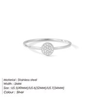 Fashion Round Stainless Steel Plating Rhinestones Rings main image 2