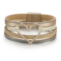 Fashion Heart Shape Pu Leather Alloy Knitting Women's Bracelets main image 2
