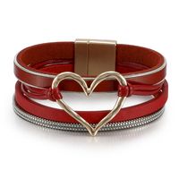 Fashion Heart Shape Pu Leather Alloy Knitting Women's Bracelets sku image 4