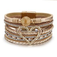 Fashion Heart Shape Pu Leather Alloy Braid Women's Bracelets main image 1