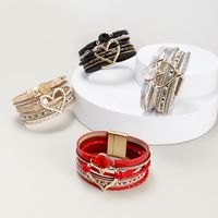 Fashion Heart Shape Pu Leather Alloy Braid Women's Bracelets main image 4